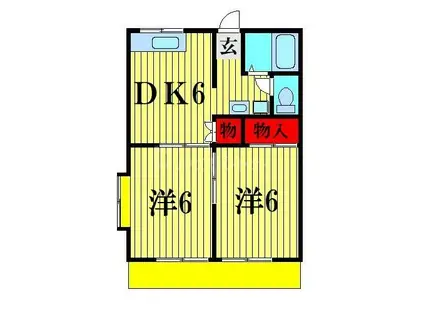 パールハイツ染谷53(2DK/2階)の間取り写真