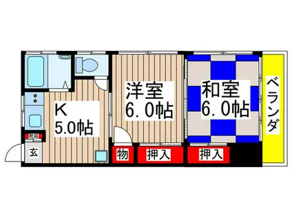 ハイツ伊藤(2K/1階)の間取り写真