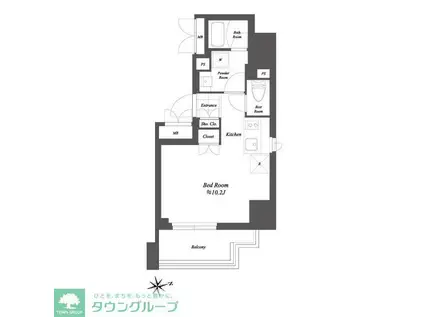 ブランシエスタ浅草雷門(ワンルーム/9階)の間取り写真