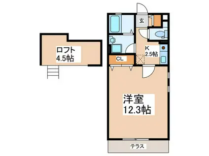 ラ メゾンK(1K/1階)の間取り写真