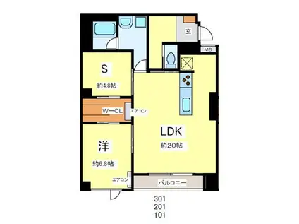 IINE(1SLDK/3階)の間取り写真