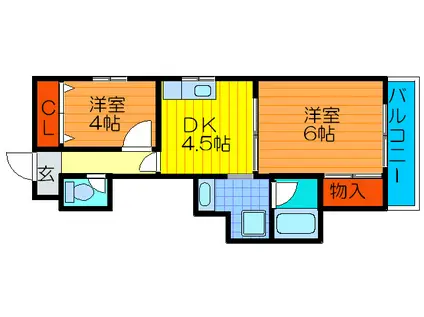 グレイシーCOM(2DK/2階)の間取り写真