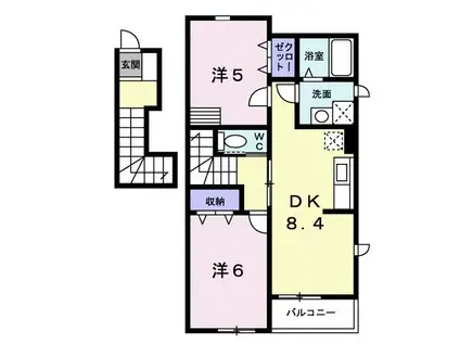 ラフォーレI(2DK/2階)の間取り写真