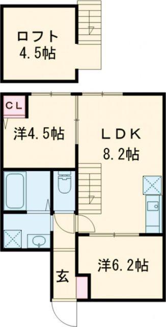 グランステイツ小郡(2LDK/1階)の間取り写真