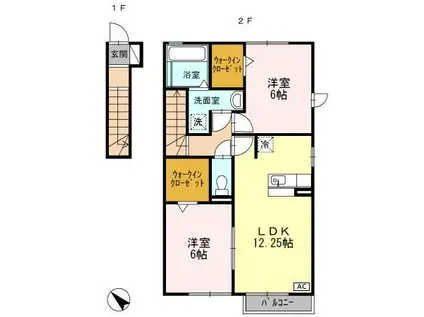 セプテンベール(2LDK/2階)の間取り写真
