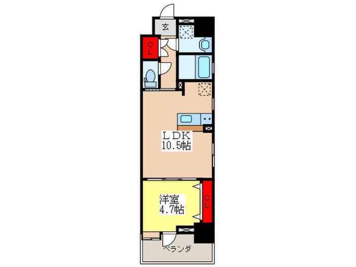 LIFEMENTK小網町(1LDK/2階)の間取り写真