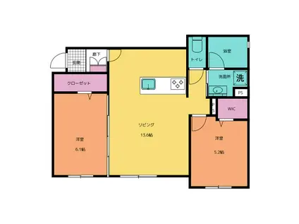 POLARIS東静岡(2LDK/1階)の間取り写真