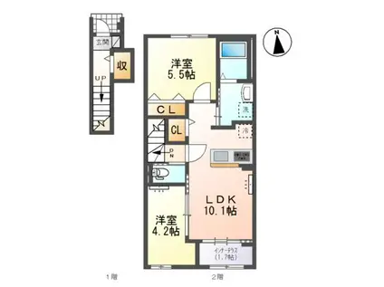 ティーノ フェリーチェ 33(2LDK/2階)の間取り写真