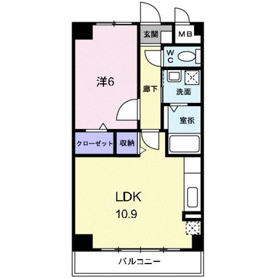 スカイマンション(1LDK/1階)の間取り写真