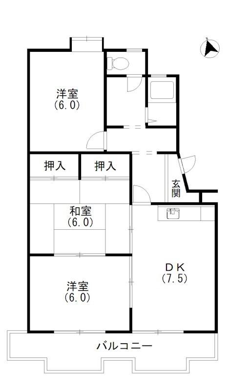 エクシード中沢(3DK/2階)の間取り写真