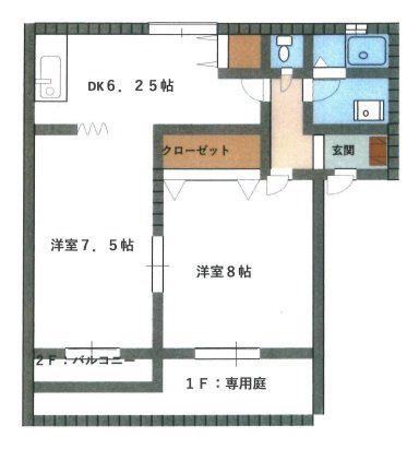 アーバンコートI(2DK/1階)の間取り写真