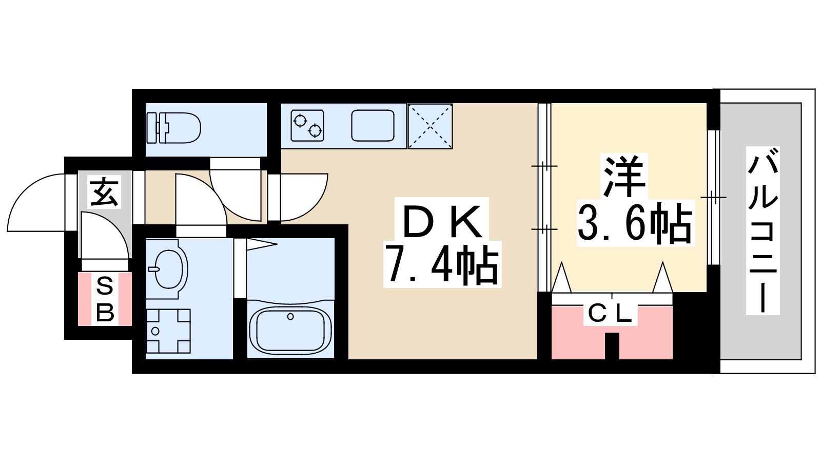 スプランディッド江坂Ⅲ(1DK/5階)の間取り写真
