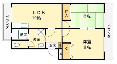 ベルデハイツ(2LDK/4階)の間取り写真