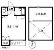 樫尾コーポ(ワンルーム/1階)の間取り写真