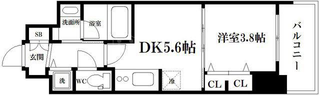 ラクラス本町東(1DK/7階)の間取り写真