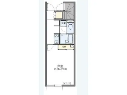 レオネクストアルブル(1K/1階)の間取り写真