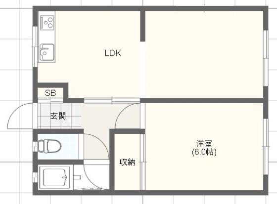 山陽電鉄本線 浜の宮駅 徒歩14分 2階建 築57年(1LDK/2階)の間取り写真