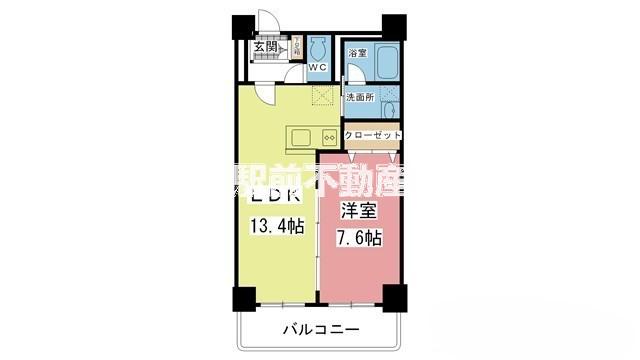 YSENレジデンス神園(1LDK/5階)の間取り写真