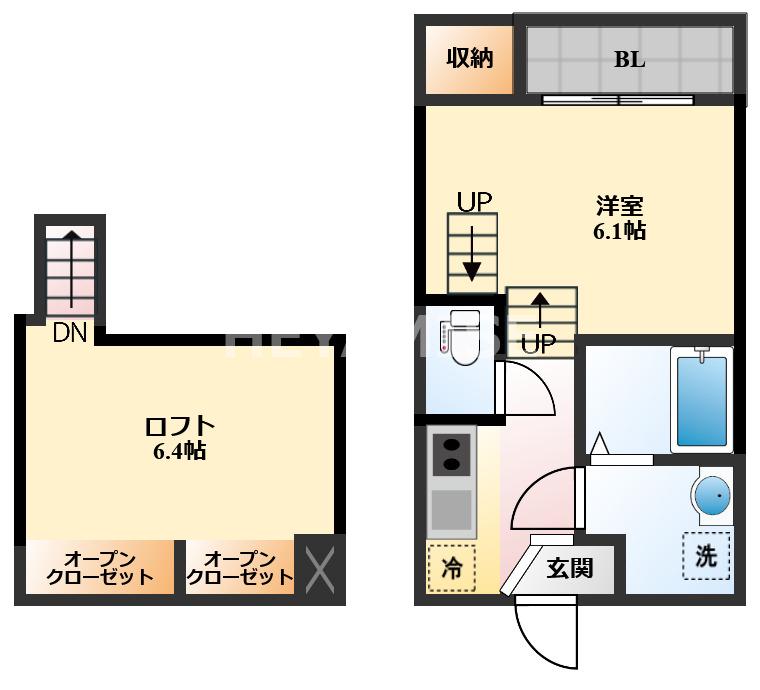 MODERN PALAZZO貝津VOGUE(1SK/1階)の間取り写真