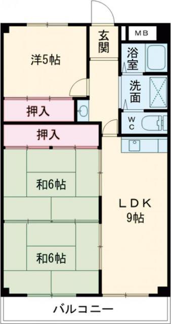 リバーサイド大和(3LDK/4階)の間取り写真
