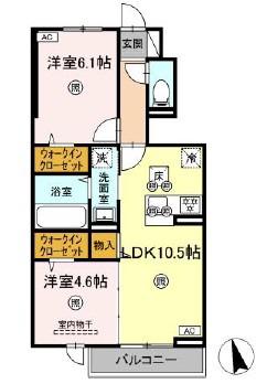 RION(2LDK/1階)の間取り写真