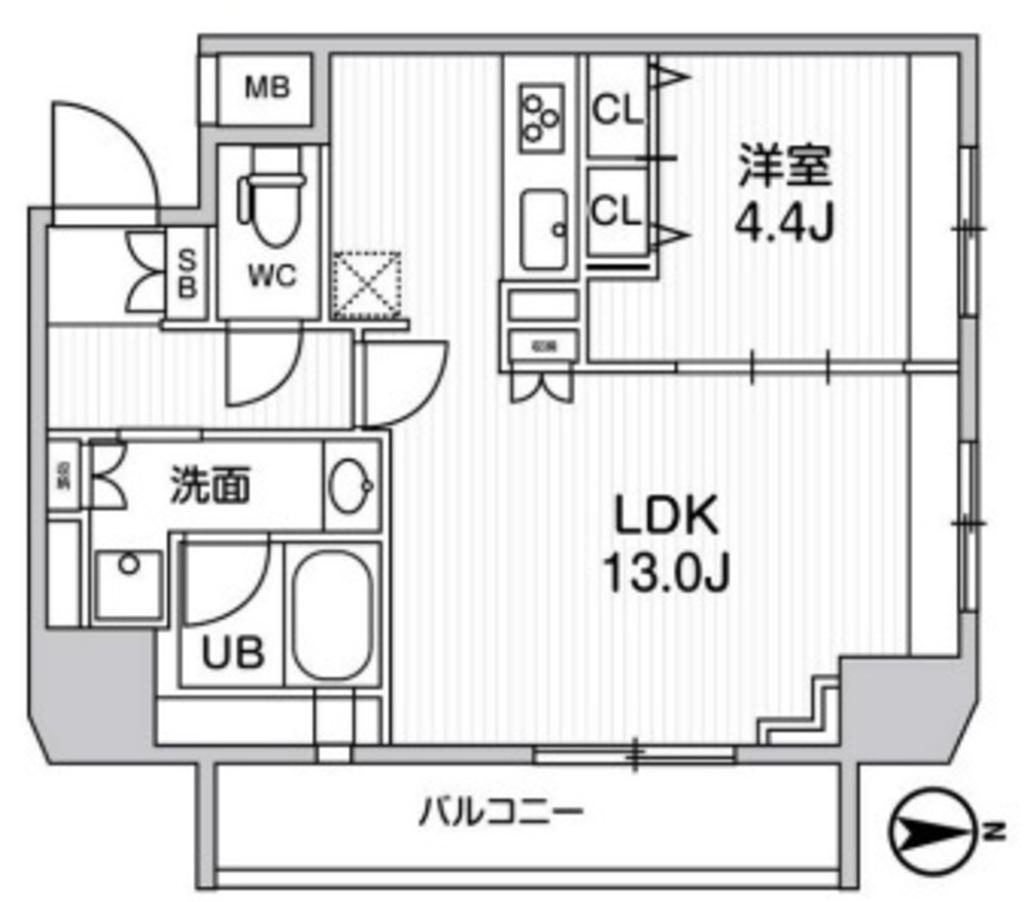 ジェノヴィア浅草橋IIスカイガーデン(1LDK/2階)の間取り写真