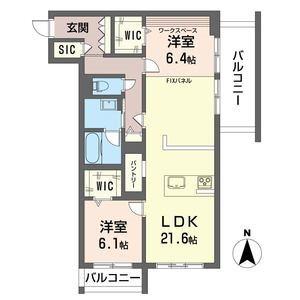 BETON AJURE せせらぎ(2LDK/2階)の間取り写真