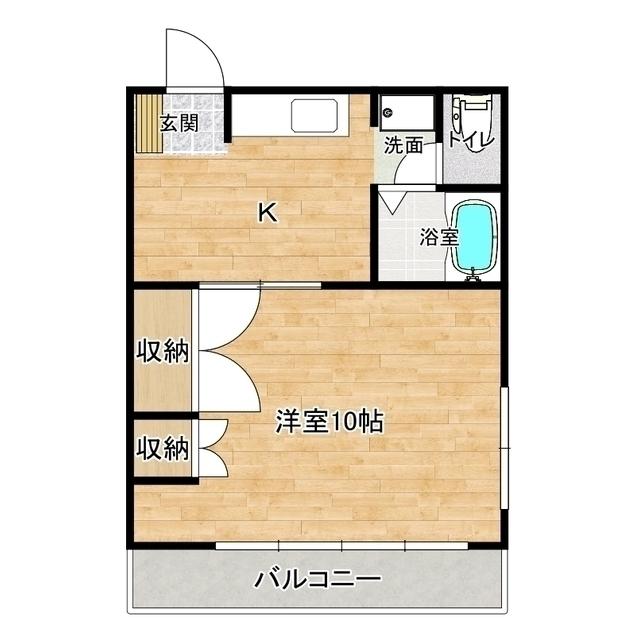 コーポ中沢Ⅱ(1DK/2階)の間取り写真