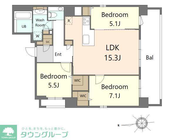 S-RESIDENCE大手門AWESOME(3LDK/5階)の間取り写真