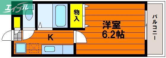 ウェーブレジデンス中仙道B棟(1K/2階)の間取り写真