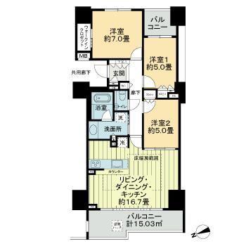 シティテラス目白(3LDK/13階)の間取り写真