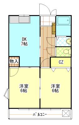 チェリーハウス(2DK/1階)の間取り写真