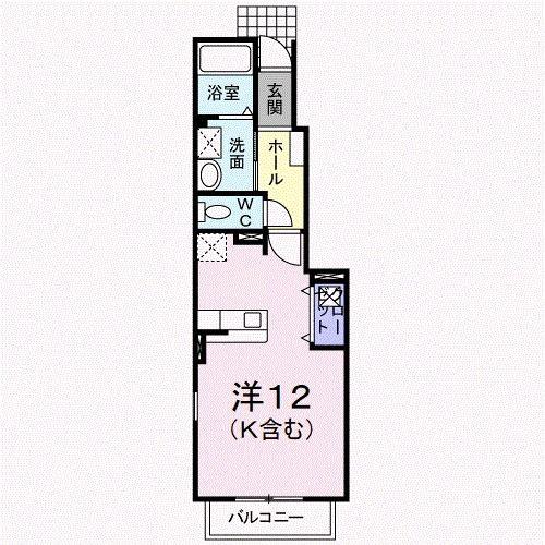 ローレルパークA(ワンルーム/1階)の間取り写真