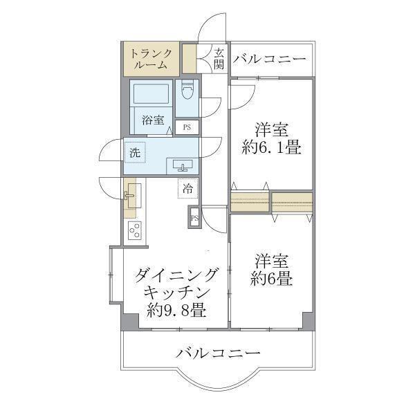 西船橋スクエアガーデン(2DK/11階)の間取り写真