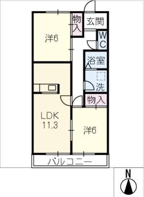 グランドール愛宕(2LDK/2階)の間取り写真