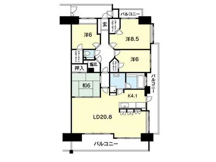 フローレンス徳島町グランドアーク(4LDK/12階)の間取り写真