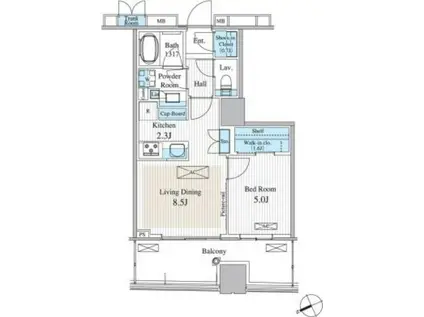 パークシティ大崎 ザ レジデンス(1LDK/7階)の間取り写真