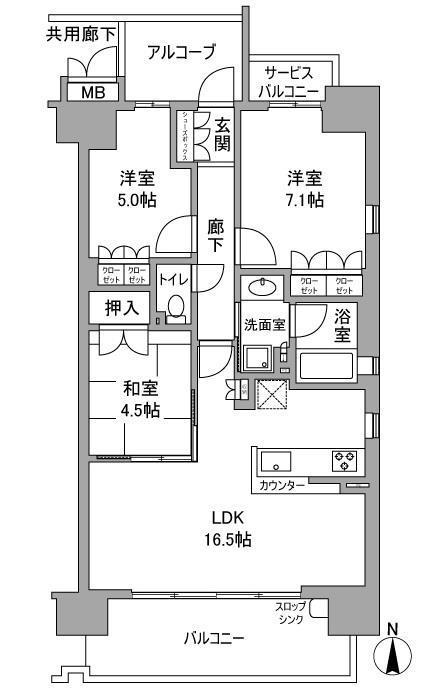 プレミスト都島パークフロント(3LDK/2階)の間取り写真