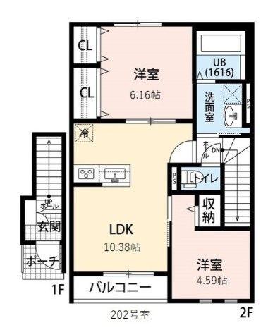 プーロ・デ・ヴェント(2LDK/2階)の間取り写真