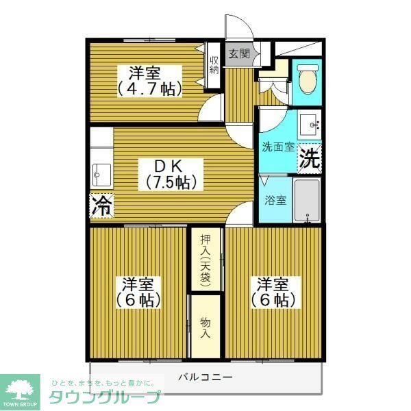 セミーランドヒル(3DK/4階)の間取り写真