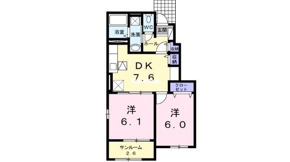 アルバーダ・MIII(2DK/1階)の間取り写真