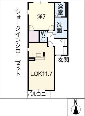 オリーブII(1LDK/2階)の間取り写真