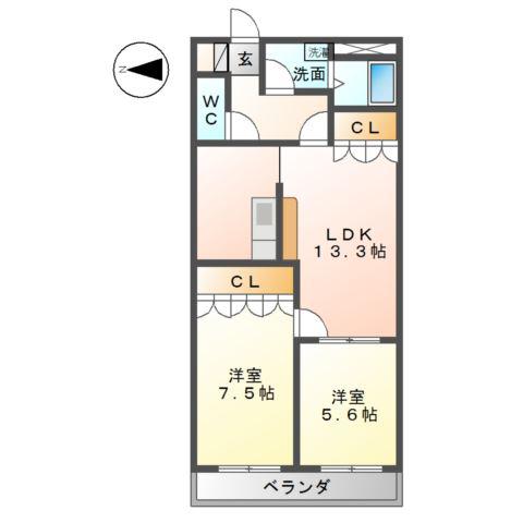 ソレジオ湘南(2LDK/2階)の間取り写真