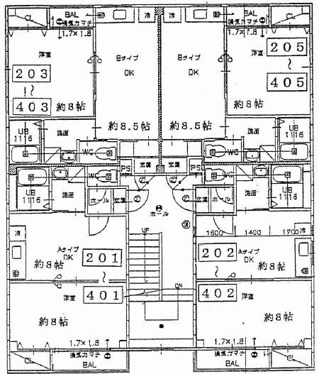アイリス勝山(1LDK/3階)の間取り写真