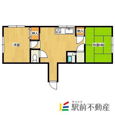 福永ビル(2DK/2階)の間取り写真