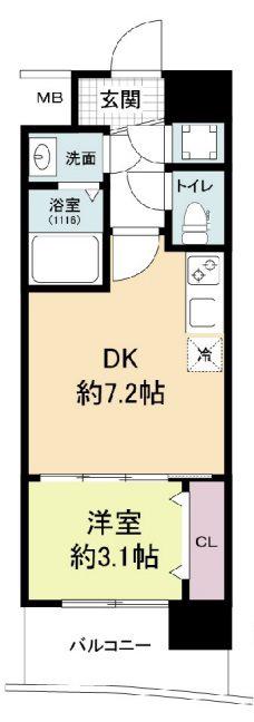 セレニテ神戸ミラクノール(1DK/6階)の間取り写真