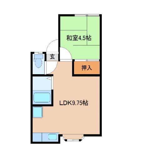 FINEテラス(1LDK/2階)の間取り写真