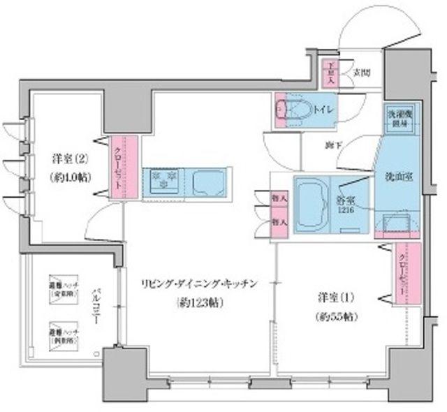 クレヴィアリグゼ日暮里(2LDK/12階)の間取り写真
