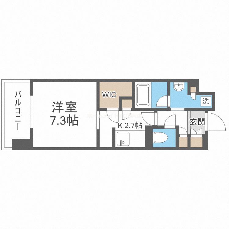 パークアクシス うつぼ公園(1K/14階)の間取り写真