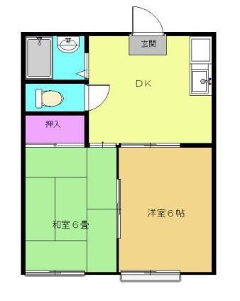 田中ハイツI棟(2DK/2階)の間取り写真